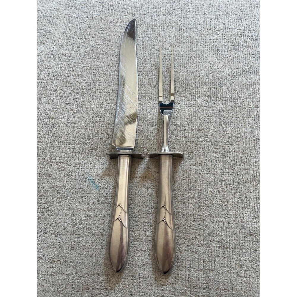 Community Stainless Oneida Debonair Carving Set Vintage Knife and Fork 2 Piece